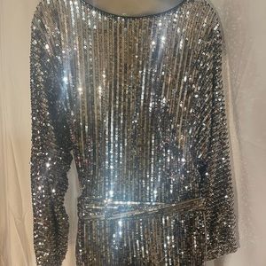 Silver sequin mini dress
